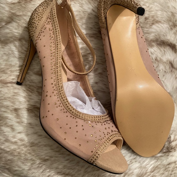 Rose Gold peep toe stiletto sz42 9.5/10US - Picture 2 of 10